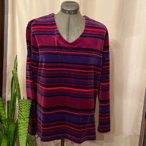 Westbound velvet stripe v-neck top